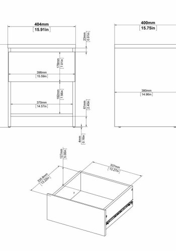 TVILUM Naia sengebord, m. 1 rum og 1 skuffe - sort folie og plastik (40,4x40)