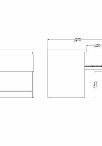 TVILUM Naia sengebord, m. 1 rum og 1 skuffe - sort folie og plastik (40,4x40)