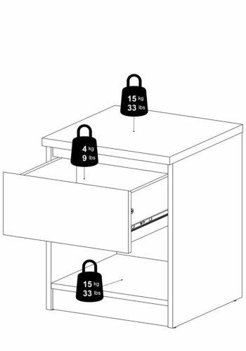 TVILUM Naia sengebord, m. 1 rum og 1 skuffe - sort folie og plastik (40,4x40)