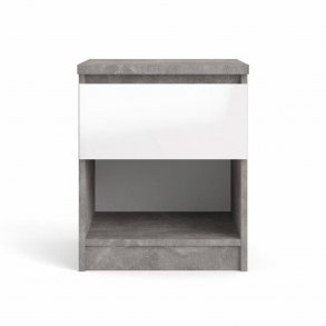 TVILUM Naia sengebord, m. 1 rum og 1 skuffe - gr/hvid folie og plastik (40,4x40)