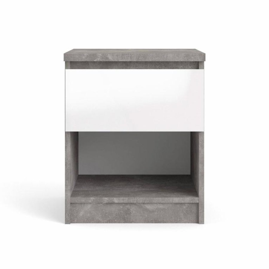 TVILUM Naia sengebord, m. 1 rum og 1 skuffe - gr/hvid folie og plastik (40,4x40)