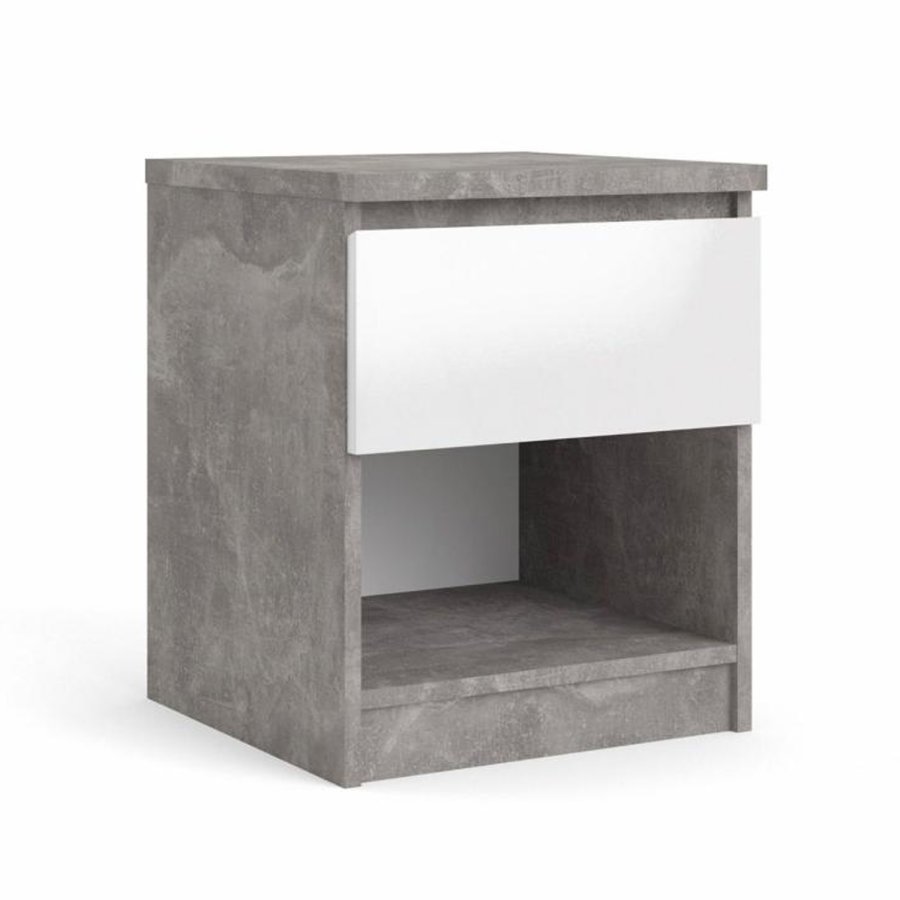 TVILUM Naia sengebord, m. 1 rum og 1 skuffe - gr/hvid folie og plastik (40,4x40)