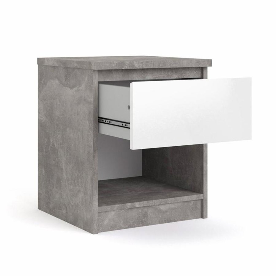 TVILUM Naia sengebord, m. 1 rum og 1 skuffe - gr/hvid folie og plastik (40,4x40)