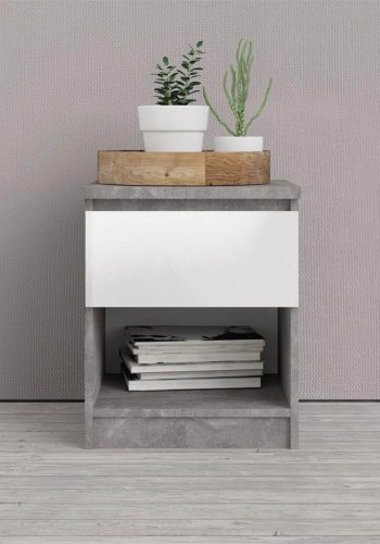 TVILUM Naia sengebord, m. 1 rum og 1 skuffe - gr/hvid folie og plastik (40,4x40)