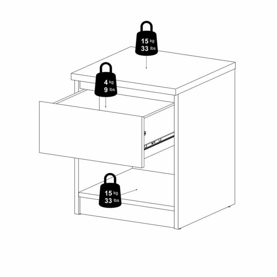 TVILUM Naia sengebord, m. 1 rum og 1 skuffe - gr/hvid folie og plastik (40,4x40)