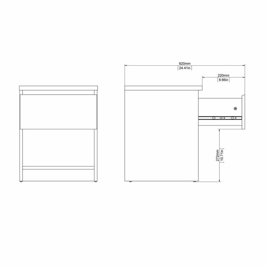 TVILUM Naia sengebord, m. 1 rum og 1 skuffe - gr/hvid folie og plastik (40,4x40)