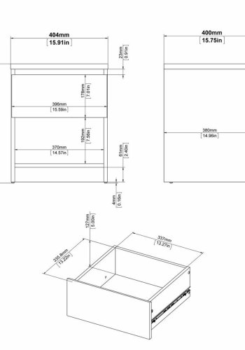 TVILUM Naia sengebord, m. 1 rum og 1 skuffe - gr/hvid folie og plastik (40,4x40)