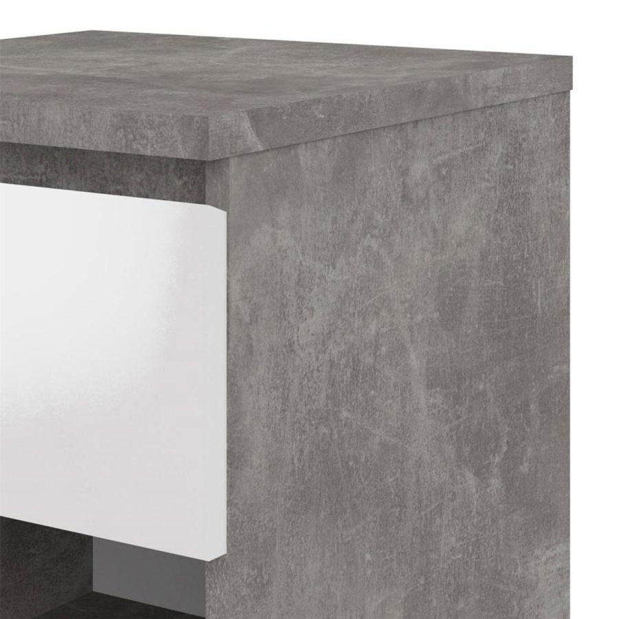 TVILUM Naia sengebord, m. 1 rum og 1 skuffe - gr/hvid folie og plastik (40,4x40)