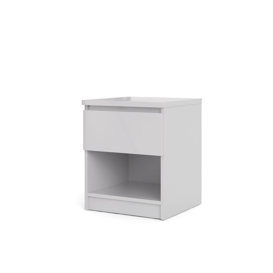 TVILUM Naia natbord - hvid hjglans tr, m. 1 skuffe 