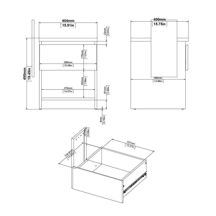 TVILUM Naia natbord - hvid hjglans tr, m. 1 skuffe 