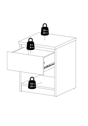 TVILUM Naia natbord - hvid hjglans tr, m. 1 skuffe 