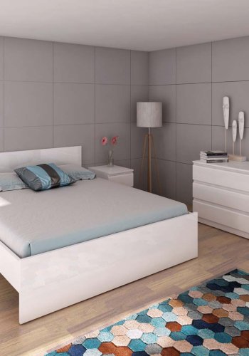 TVILUM Naia natbord - hvid hjglans tr, m. 2 skuffer