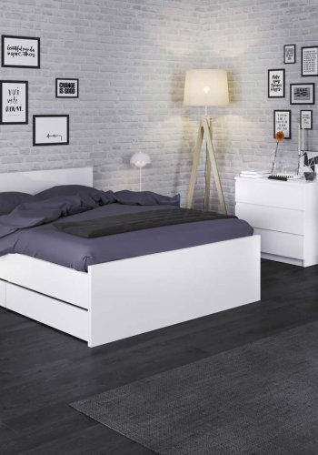 TVILUM Naia natbord - hvid hjglans tr, m. 1 skuffe 