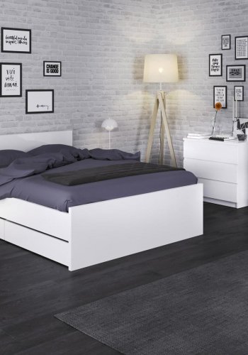 TVILUM Naia garderobeskab - hvid hjglans tr, m. 2 lger og 1 skuffe