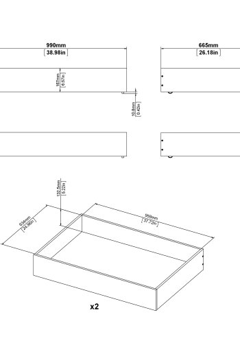 TVILUM Naia sengeskuffe - hvid hjglans, 2 stk, 100 cm