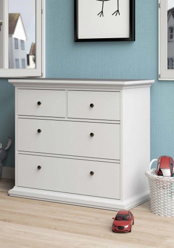 TVILUM Paris kommode - hvid tr, m. 4 skuffer