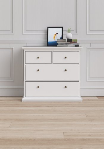 TVILUM Paris kommode - hvid tr, m. 4 skuffer