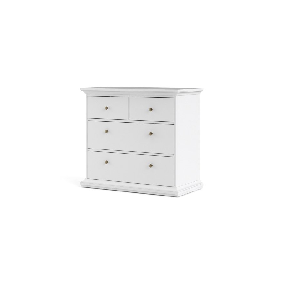 TVILUM Paris kommode - hvid tr, m. 4 skuffer