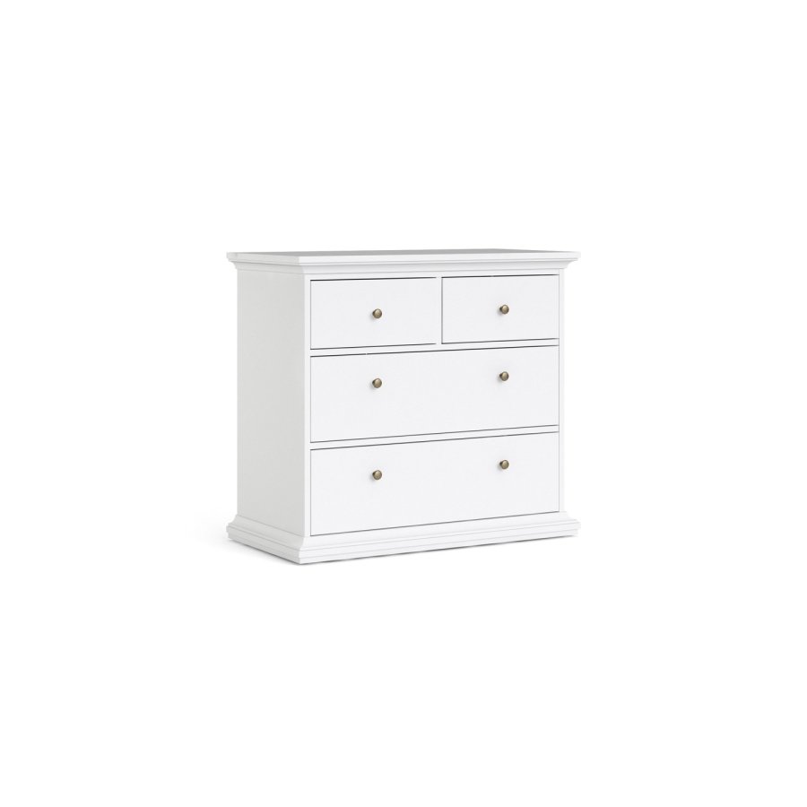 TVILUM Paris kommode - hvid tr, m. 4 skuffer