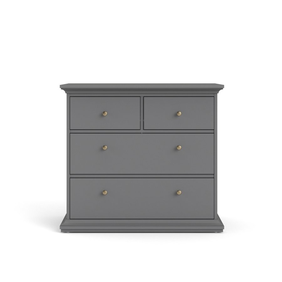 TVILUM Paris kommode - mat gr tr, m. 4 skuffer 