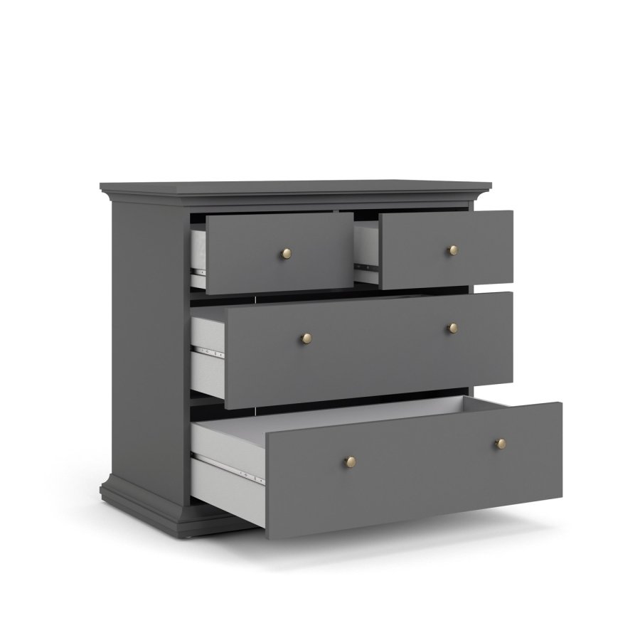TVILUM Paris kommode - mat gr tr, m. 4 skuffer 