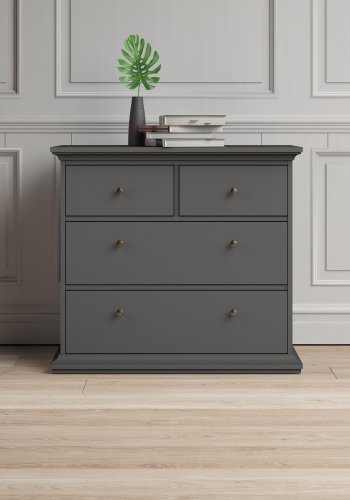 TVILUM Paris kommode - mat gr tr, m. 4 skuffer 