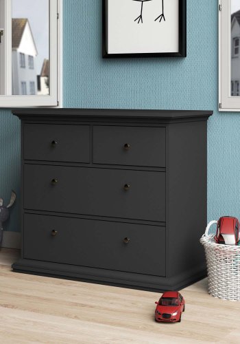 TVILUM Paris kommode - mat gr tr, m. 4 skuffer 