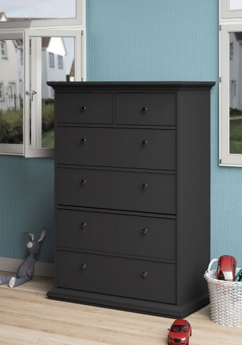 TVILUM Paris kommode - mat gr, m. 6 skuffer
