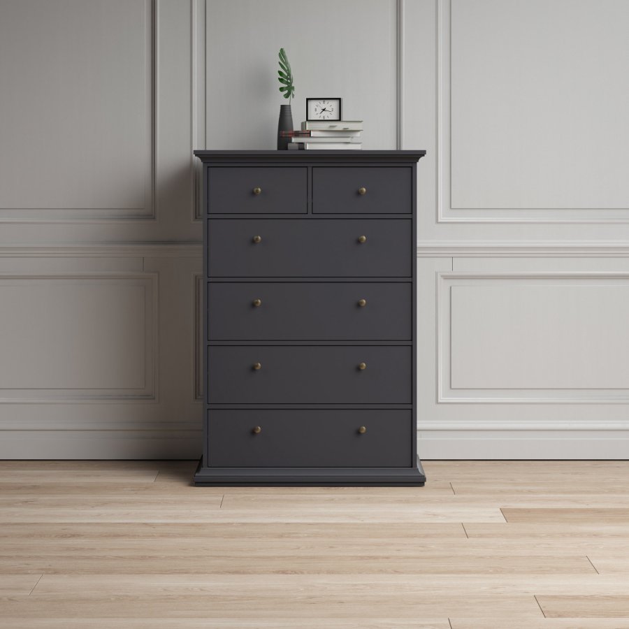 TVILUM Paris kommode - mat gr, m. 6 skuffer