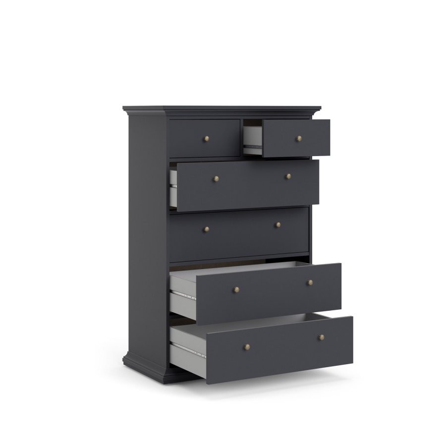 TVILUM Paris kommode - mat gr, m. 6 skuffer