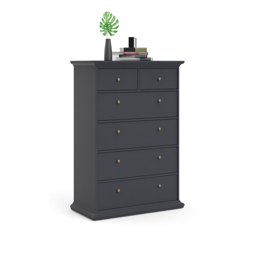 TVILUM Paris kommode - mat gr, m. 6 skuffer