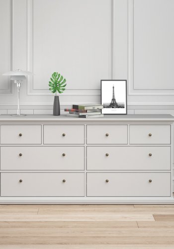 TVILUM Paris kommode - hvid tr, m. 8 skuffer