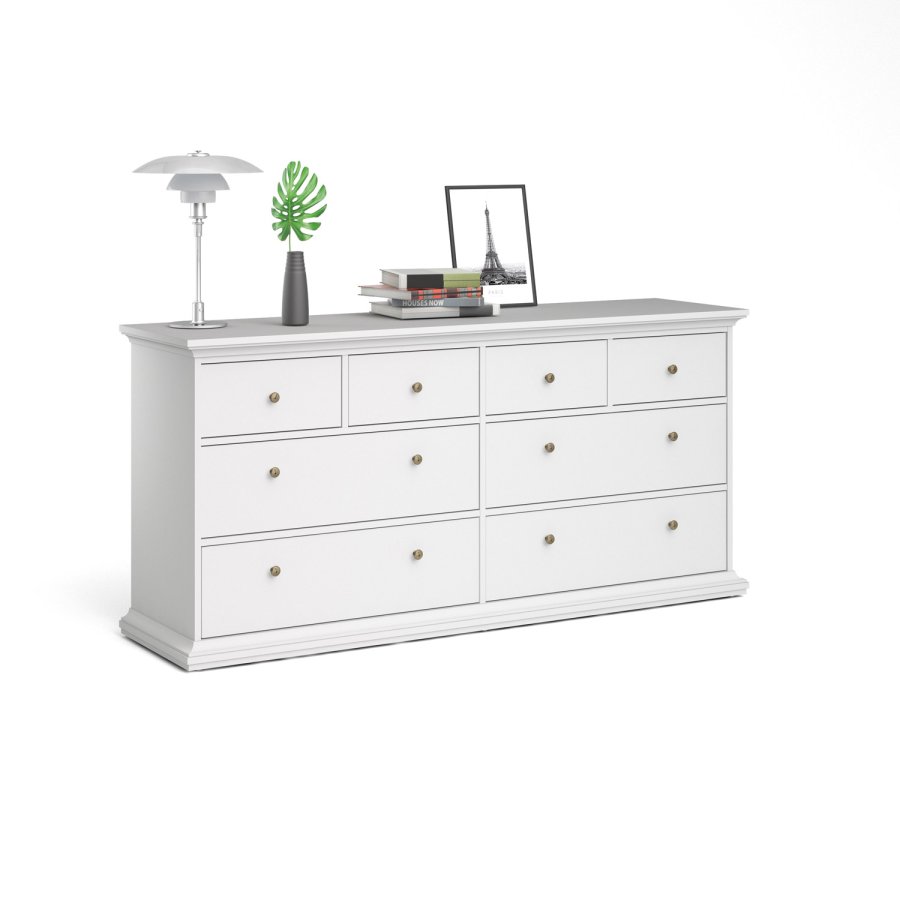 TVILUM Paris kommode - hvid tr, m. 8 skuffer