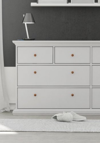 TVILUM Paris kommode - hvid tr, m. 8 skuffer
