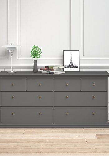TVILUM Paris kommode - mat gr tr, m. 8 skuffer 