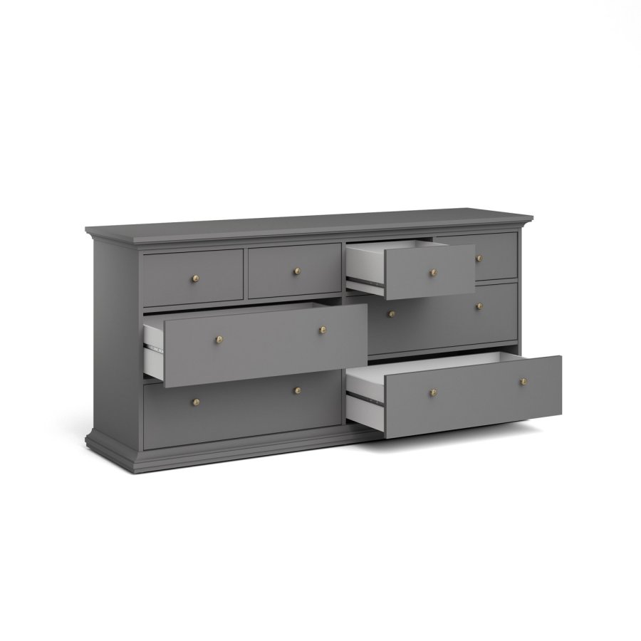 TVILUM Paris kommode - mat gr tr, m. 8 skuffer 