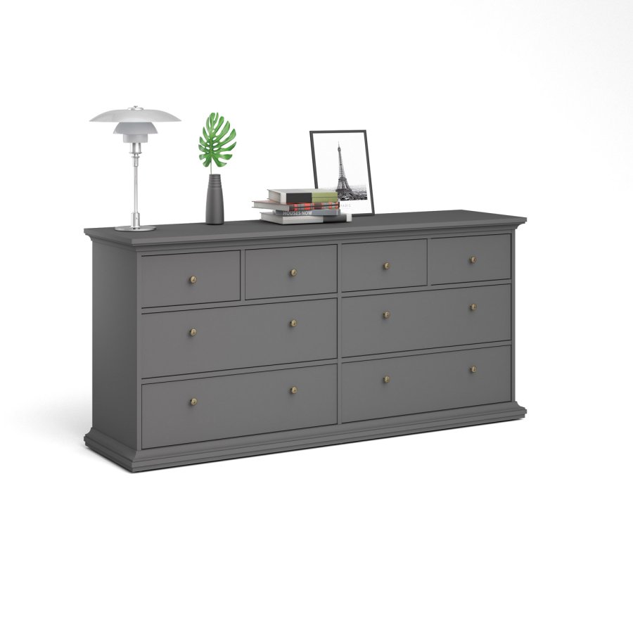 TVILUM Paris kommode - mat gr tr, m. 8 skuffer 