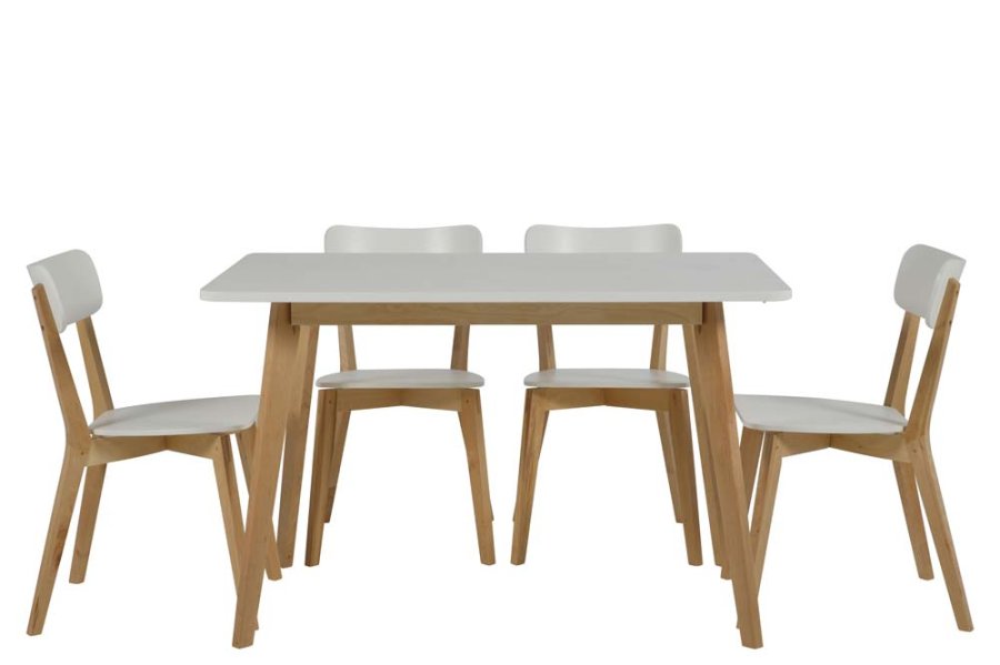 ACT NORDIC Raven spisebord - hvidt og natur tr, 80x120 