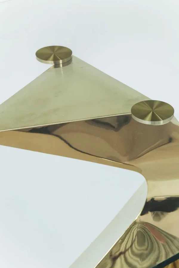 KARE DESIGN Gloria spisebord, rektangulr - klar glas og guld stl (200x100)