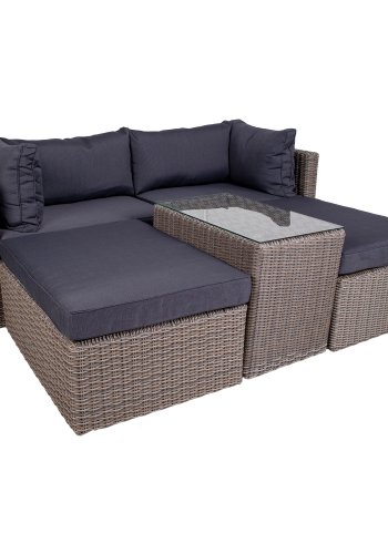 HOUSE NORDIC Rossi sofast - gr rattan og glas, m. sorte hynder