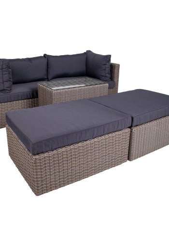 HOUSE NORDIC Rossi sofast - gr rattan og glas, m. sorte hynder