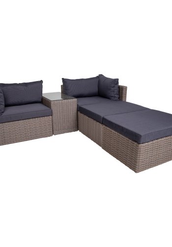 HOUSE NORDIC Rossi sofast - gr rattan og glas, m. sorte hynder