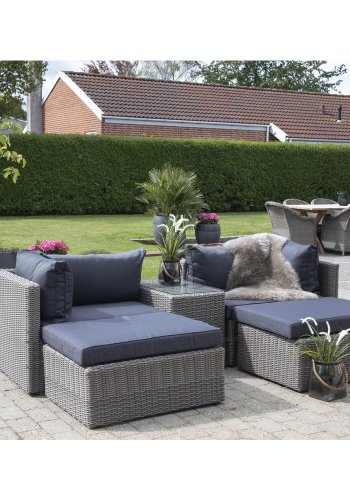 HOUSE NORDIC Rossi sofast - gr rattan og glas, m. sorte hynder