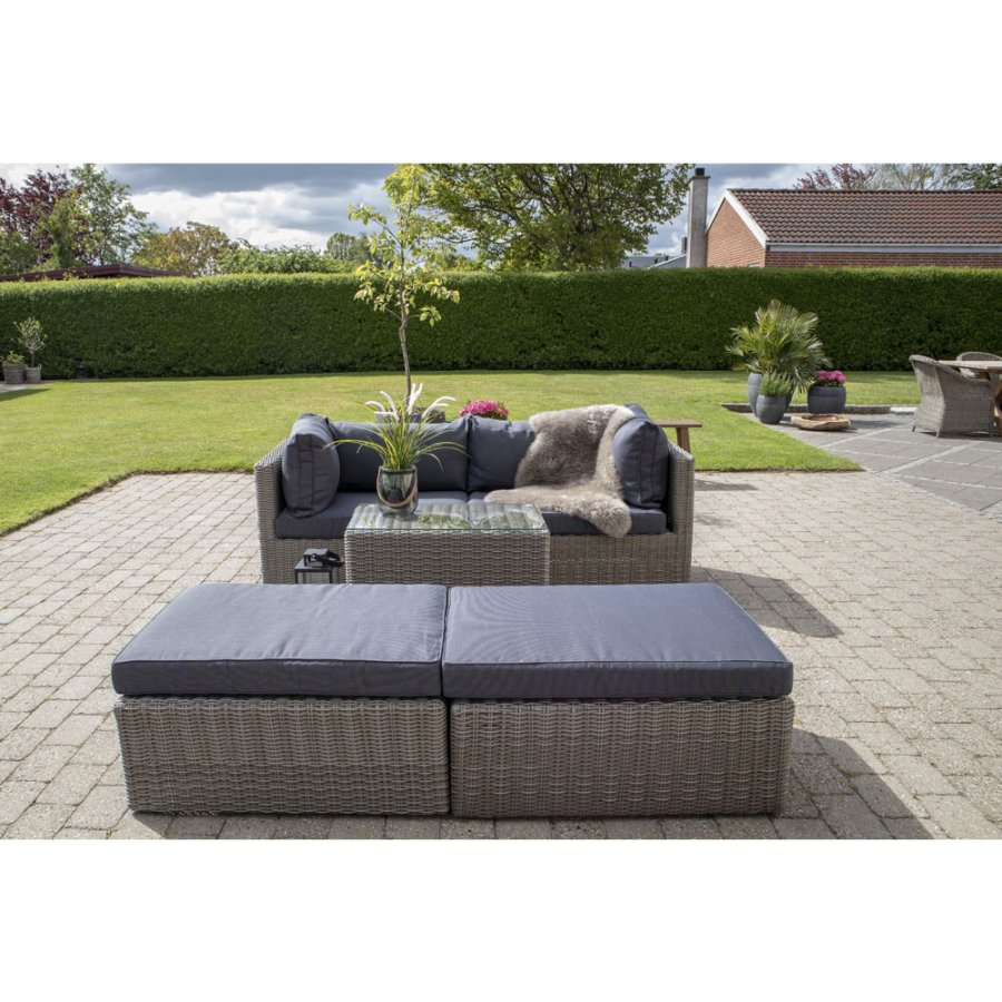 HOUSE NORDIC Rossi sofast - gr rattan og glas, m. sorte hynder