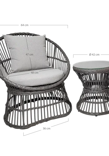 HOUSE NORDIC Loungest, rattan, gr, inkl. Hynder