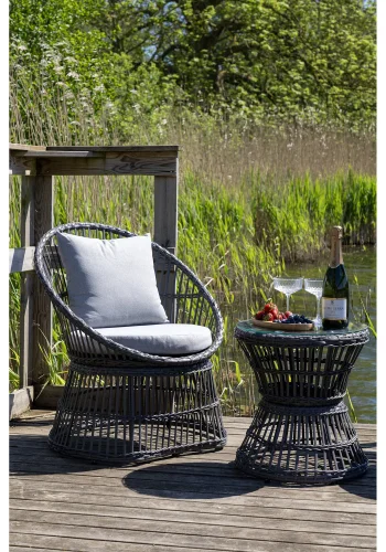 HOUSE NORDIC Loungest, rattan, gr, inkl. Hynder