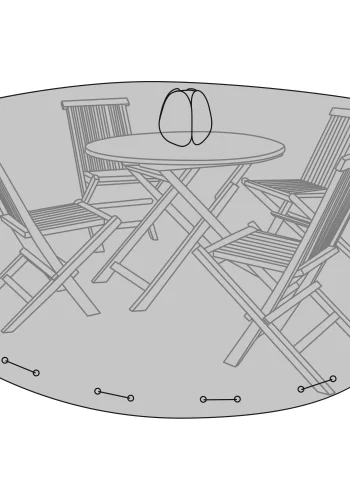 HOUSE NORDIC Luksus overtrk til rundt bord 180 cm med 4 stole, 210g/m2 600D polyester PU behandlet, vandafvisende, sort