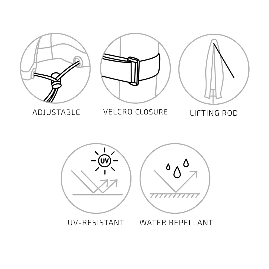 HOUSE NORDIC Luksus overtrk til markedsparasol, 210g/m2 600D polyester PU behandlet, vandafvisende, sort