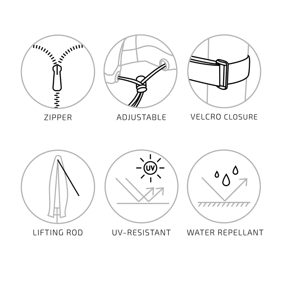 HOUSE NORDIC Luksus overtrk til hngeparasol, 210g/m2 600D polyester PU behandlet, vandafvisende, sort