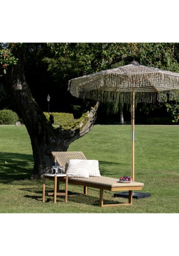 HOUSE NORDIC  Martos Hklet Parasol - Parasol, bomuld, trstok, beige<br>250 cm